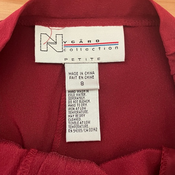 Nygard Red Washable Silk Pants Size 8 Petite New With Tags - Picture 7 of 11